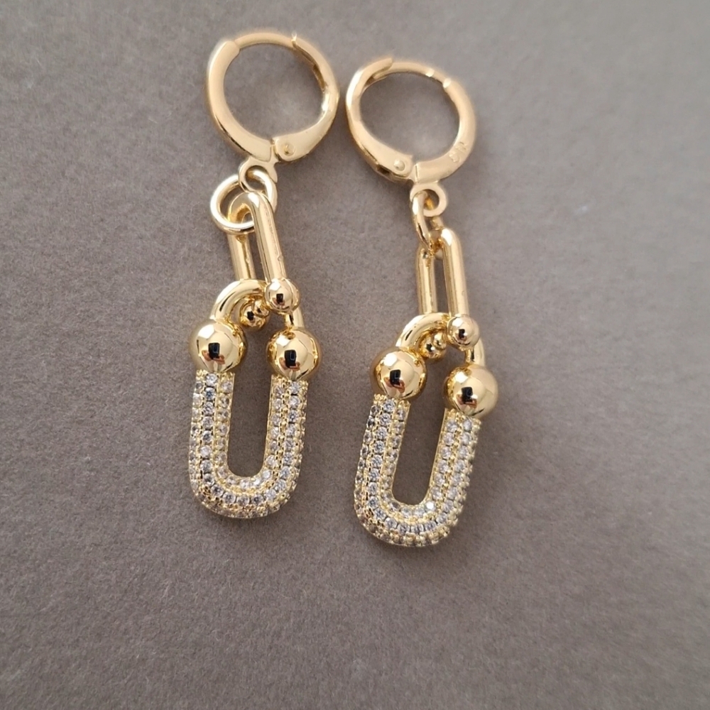 Paperclips multi diamonds dangle earrings